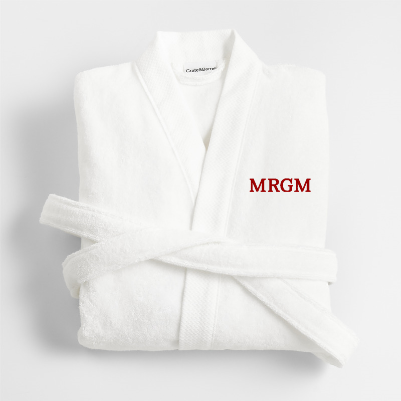 View Personalized Organic Turkish Cotton Crisp White Bath Robe L/XL details