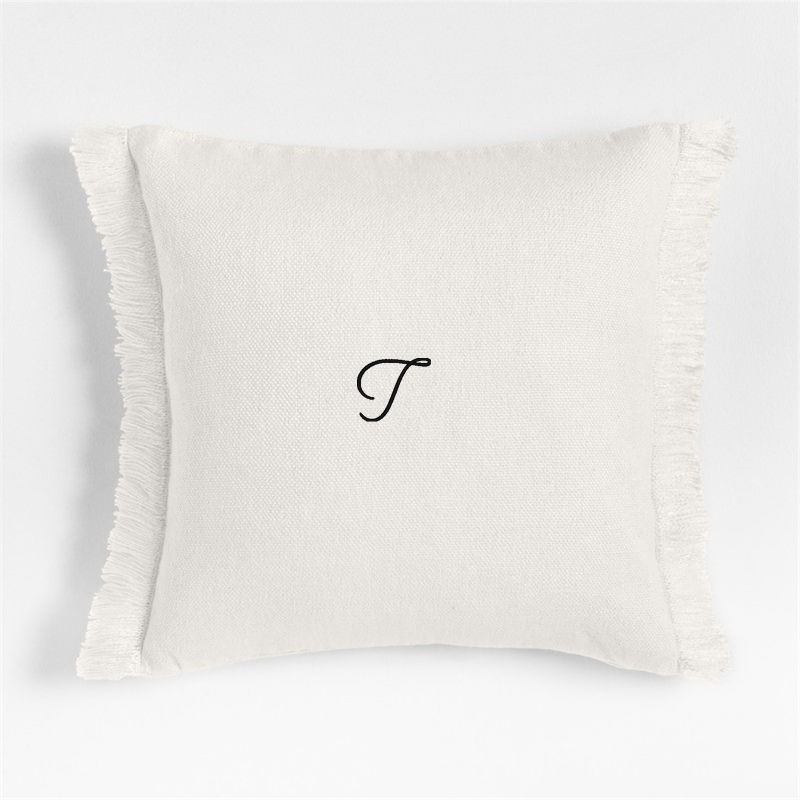 View Personalized Casual Textured Fringe 23"x23" Arctic Ivory Throw Pillow with Feather Insert details