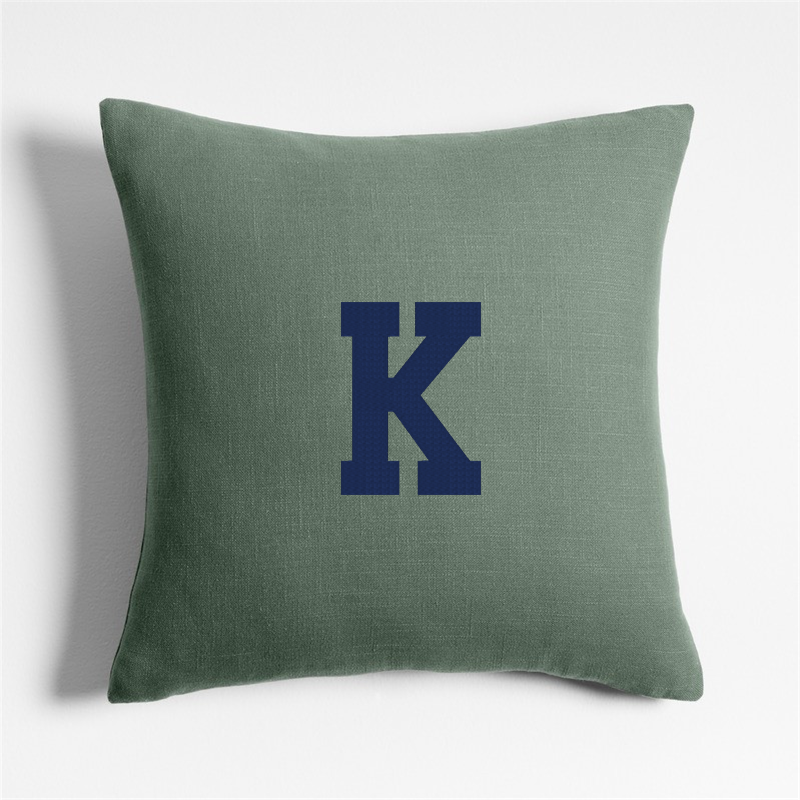 View Personalized Organic Cotton Monogrammable 20"x20" Vintage Green Throw Pillow Cover details