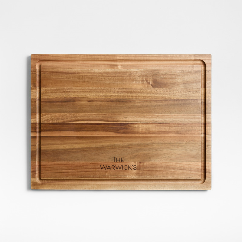 View Personalized Crate & Barrel Acacia Wood Cutting Board 20"x15"x0.75" details