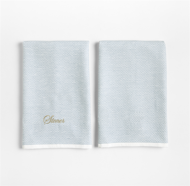 View Personalized Textured Terry Harbor Blue Organic Cotton Kitchen Dish Towels, Set of 2 details