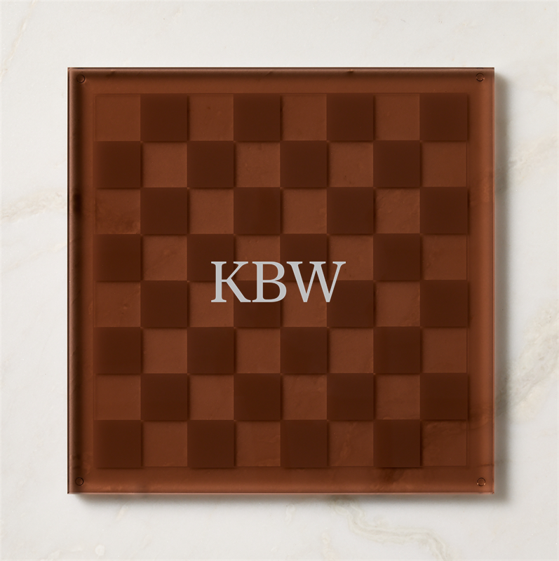 View Personalized Sienna Brown and Clear Acrylic Chess Set details