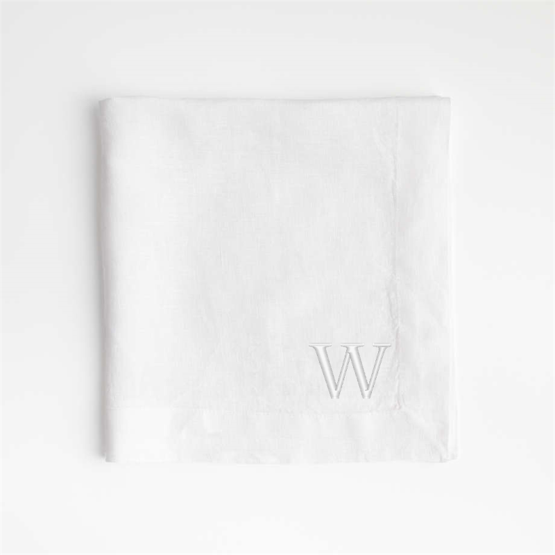 View Personalized Marin White EUROPEAN FLAX ™-Certified Linen Napkins, Set of 8 details
