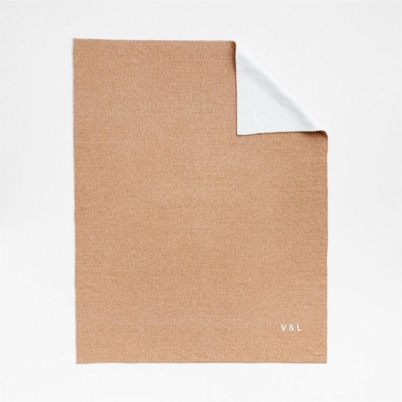 View Personalized Alpine Cozy Ivory and Camel Tan Reversible 70"x55" Throw Blanket details