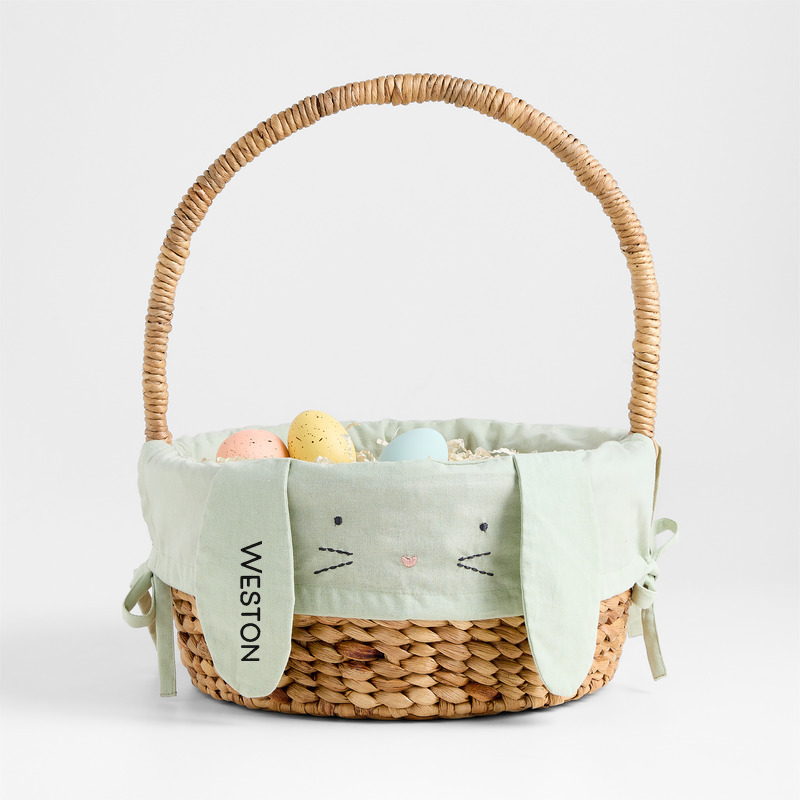 View Personalized Modern Easter Basket with Green Bunny Easter Basket Liner details