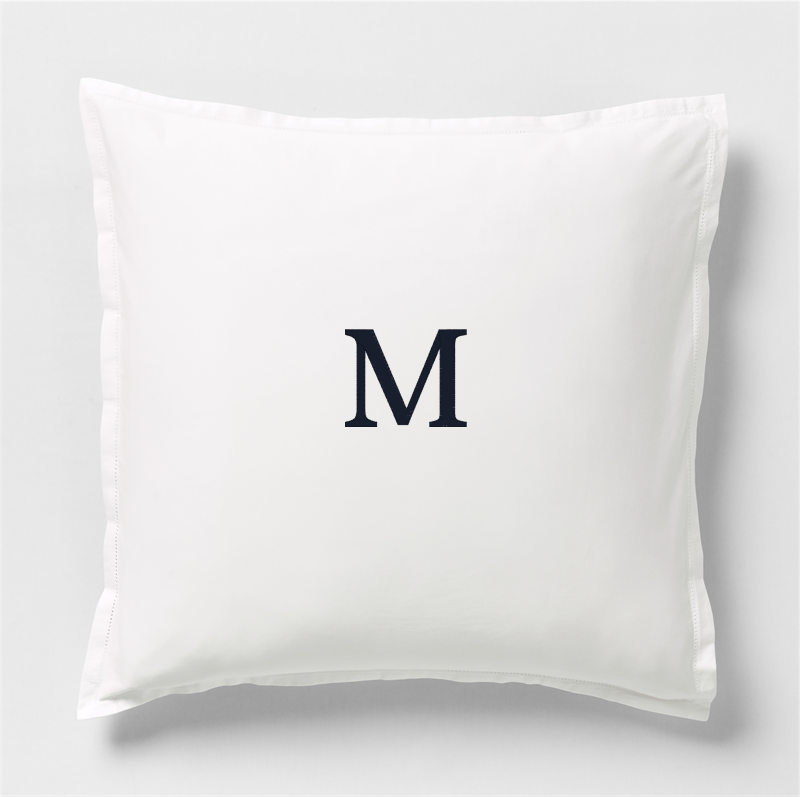 View Personalized Serene Washed Organic Cotton Sateen White Euro Bed Pillow Sham details