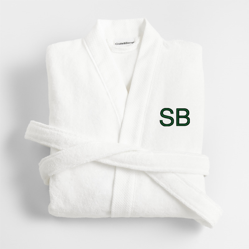 View Personalized Organic Turkish Cotton Crisp White Bath Robe S/M details