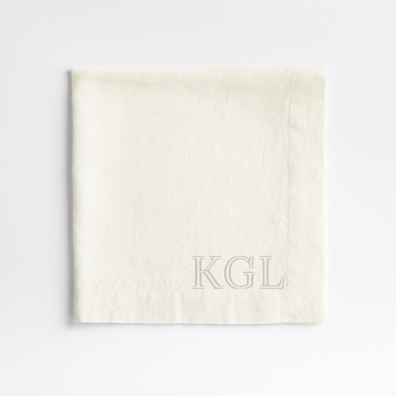 View Personalized Marin Arctic Ivory EUROPEAN FLAX ™-Certified Linen Napkin, Set of 8 details
