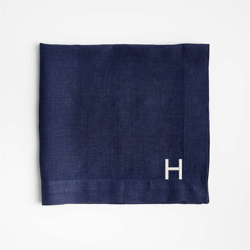 View Personalized Marin Indigo EUROPEAN FLAX ™-Certified Linen Napkins, Set of 8 details