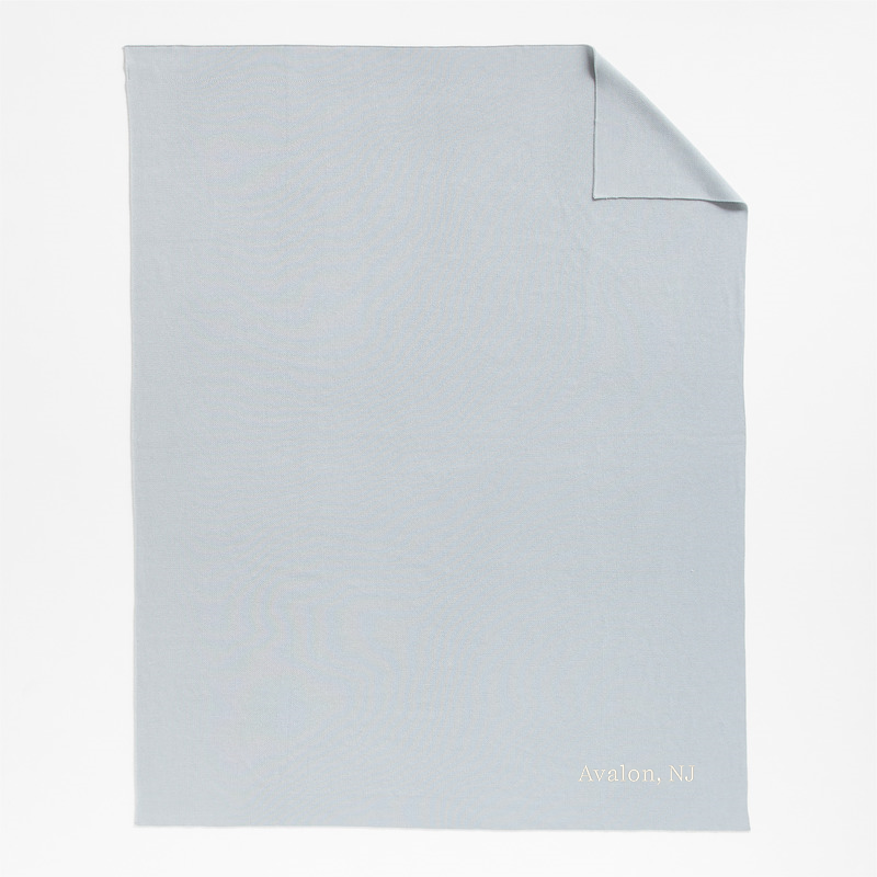View Personalized Calda Chantilly 70"x55" Mist Blue Throw Blanket details