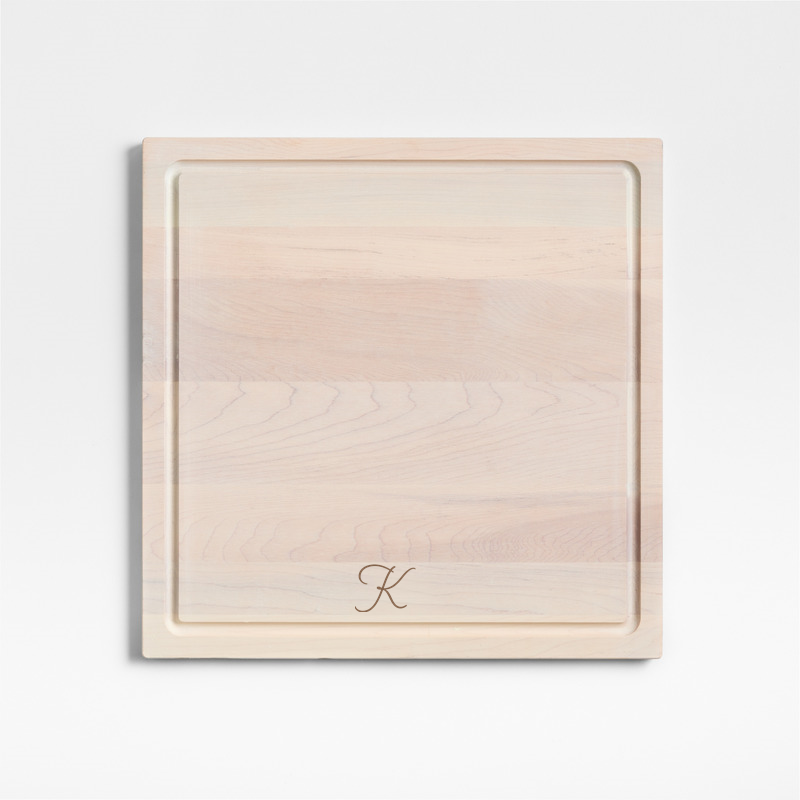 View Personalized Crate & Barrel Reversible Maple Wood Cutting Board 16"x16"x0.75" details