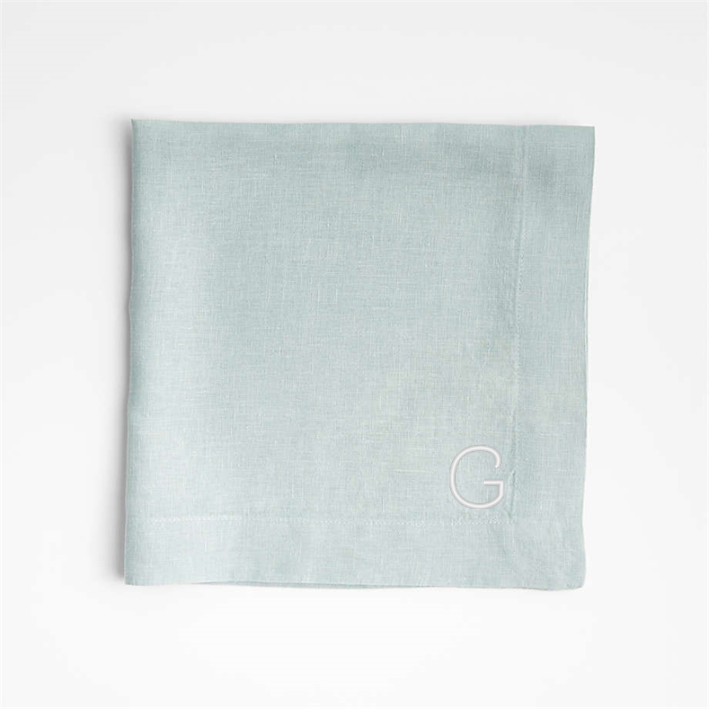 View Personalized Marin Quiet Blue EUROPEAN FLAX ™-Certified Linen Napkin, Set of 8 details