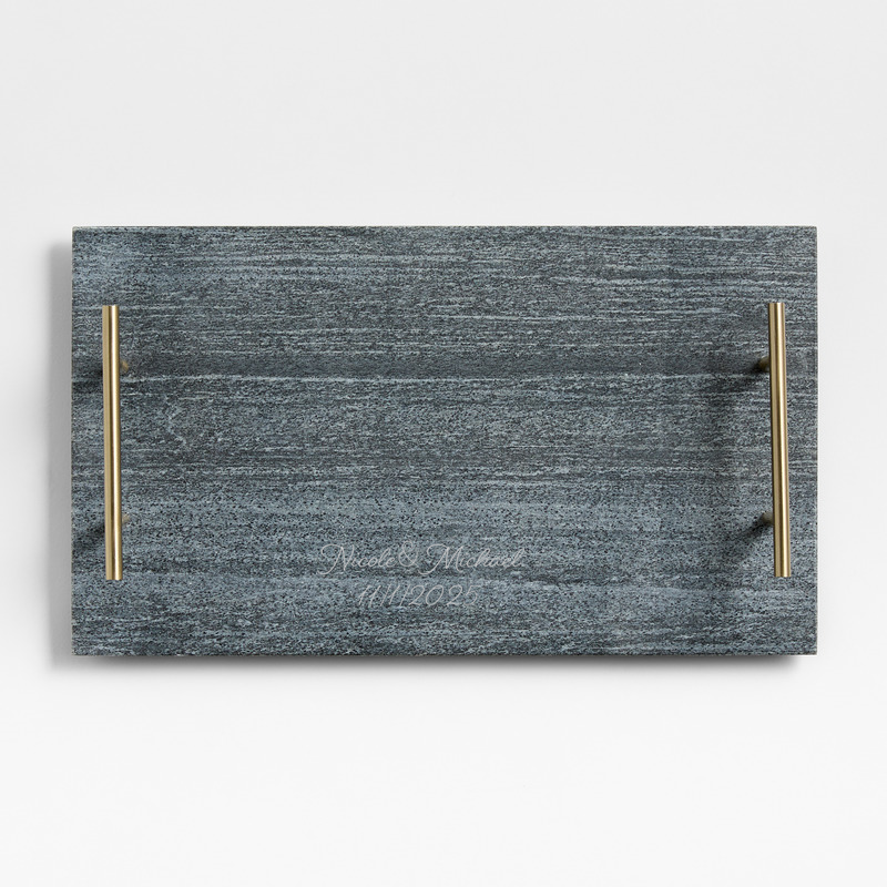 View Personalized Hayes Marble Serving Board with Handles details