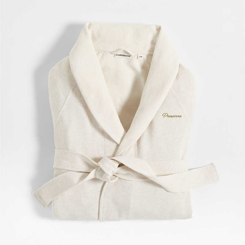 View Personalized Organic L/XL Cotton Jersey Heathered Ivory Bath Robe details