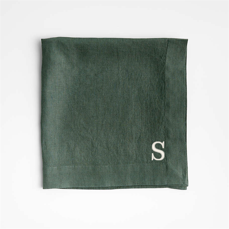 View Personalized Marin Pine Green EUROPEAN FLAX ™-Certified Linen Napkin details