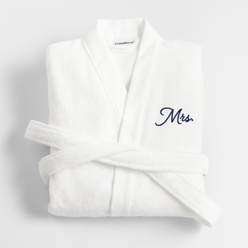 View Personalized Organic Turkish Cotton Crisp White Bath Robe S/M details