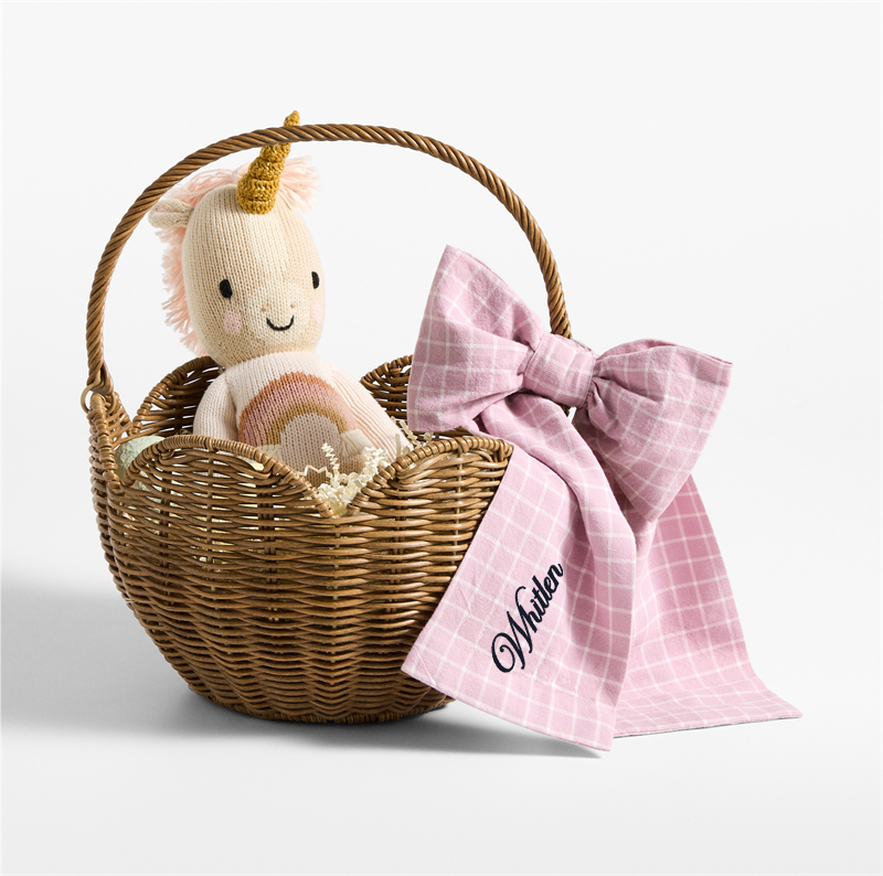 View Personalized Easter Organic Basket Bow in Lilac Purple details