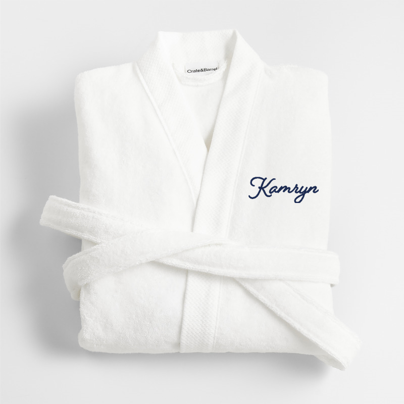 View Personalized Organic Turkish Cotton Crisp White Bath Robe S/M details