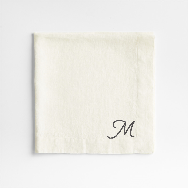 View Personalized Marin Arctic Ivory EUROPEAN FLAX ™-Certified Linen Napkin, Set of 8 details