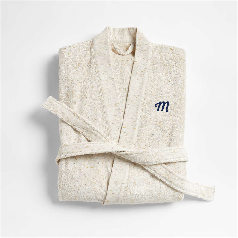 View Personalized Organic Small/Medium Turkish Natural Beige Fleck Bathrobe details