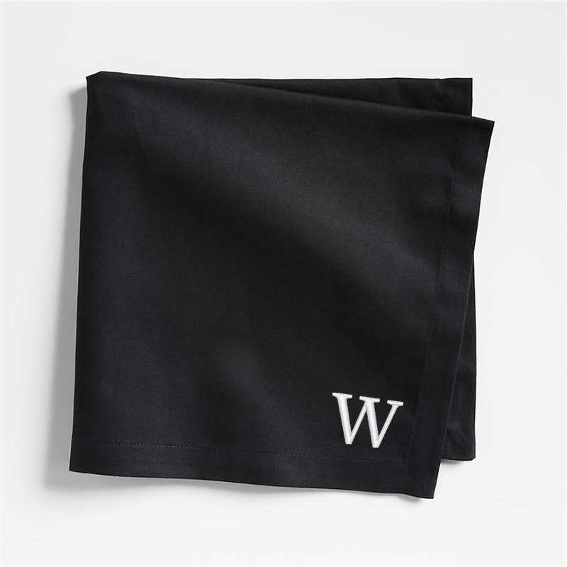 View Personalized Aspen Ink Black Organic Cotton Napkins, Set of 8 details