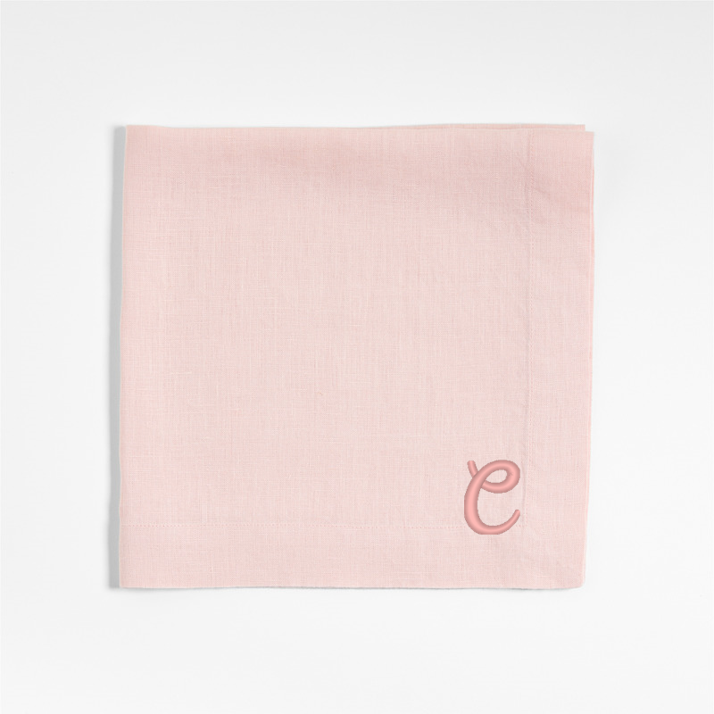 View Personalized Marin Spring Pink EUROPEAN FLAX ™-Certified Linen Napkins, Set of 8 details