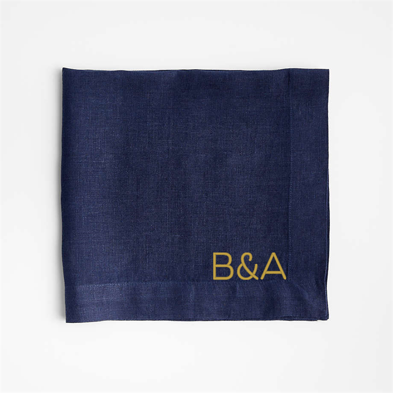 View Personalized Marin Indigo EUROPEAN FLAX ™-Certified Linen Napkins, Set of 8 details