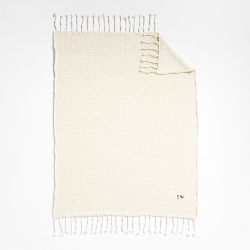 View Personalized Chunky Wool Fringe Knit 70"x55" Travertine Beige Throw Blanket details