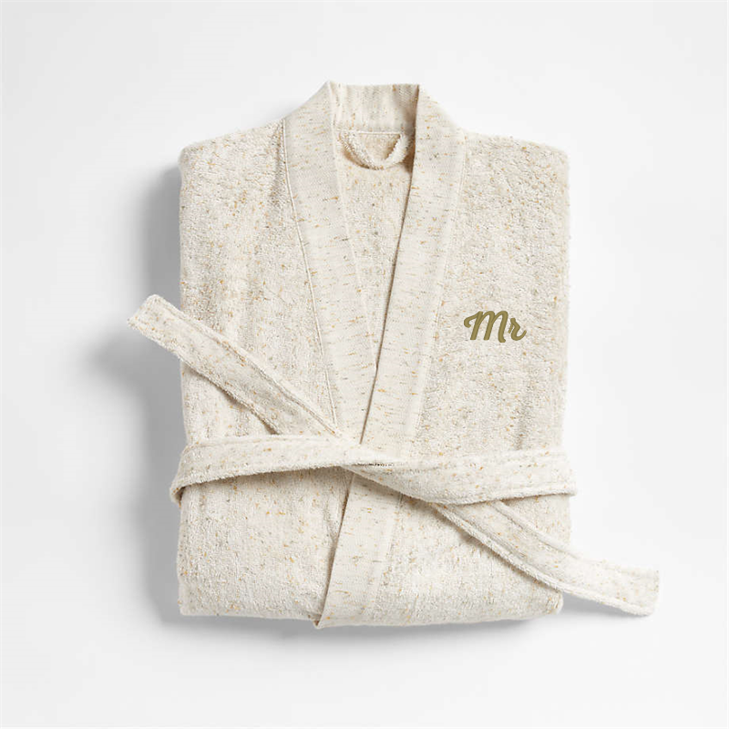View Personalized Organic Large/Extra-Large Turkish Natural Beige Fleck Bathrobe details