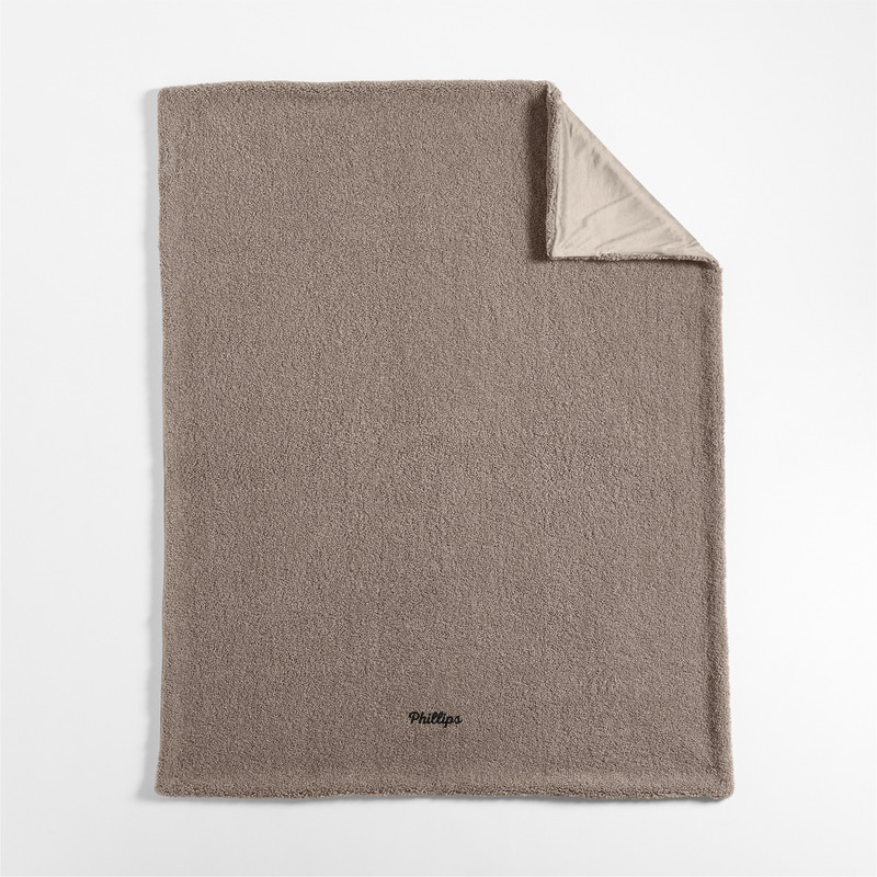 View Personalized Faux Shearling 70"x55" Clay Taupe Throw Blanket details