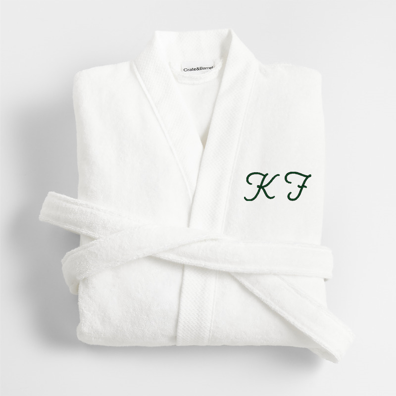 View Personalized Organic Turkish Cotton Crisp White Bath Robe S/M details