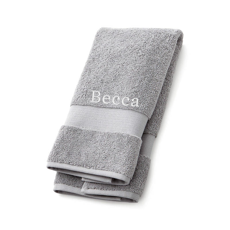 View Personalized Classic Organic Turkish Cotton Grey Hand Towel details