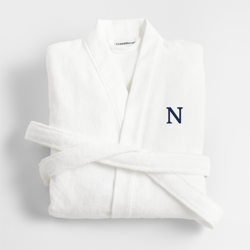 View Personalized Organic Turkish Cotton Crisp White Bath Robe L/XL details