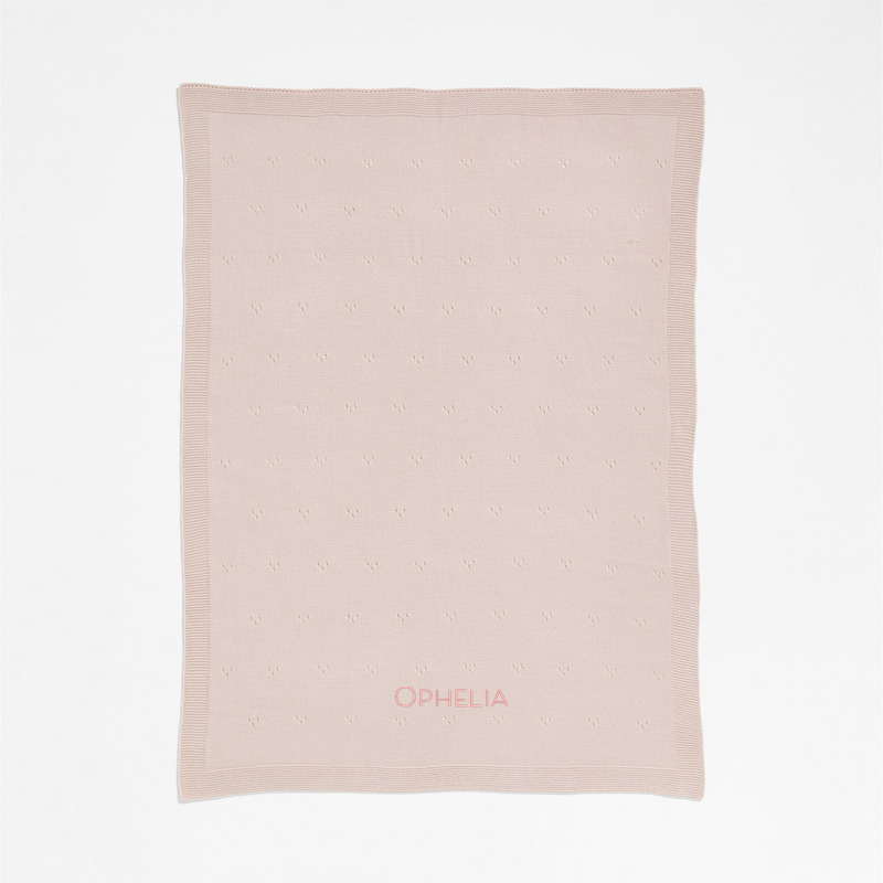 View Personalized Pointelle Knit Mauve Rose Baby Stroller Blanket details