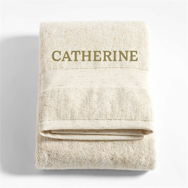View Personalized Classic Organic Turkish Cotton Natural Beige Fleck Bath Towel details