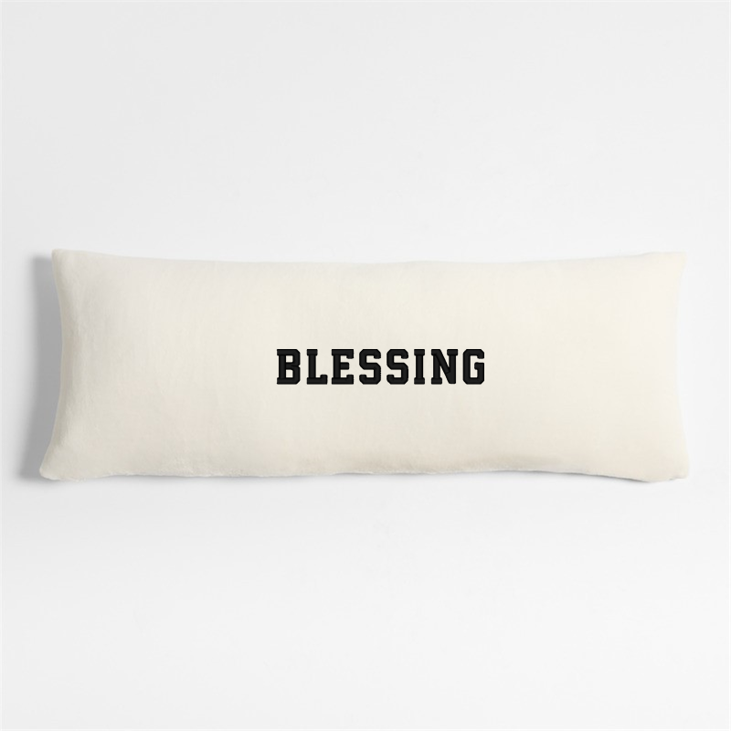 View Personalized Plush 54x20 Pampas Ivory Body Pillow with Feather Insert details