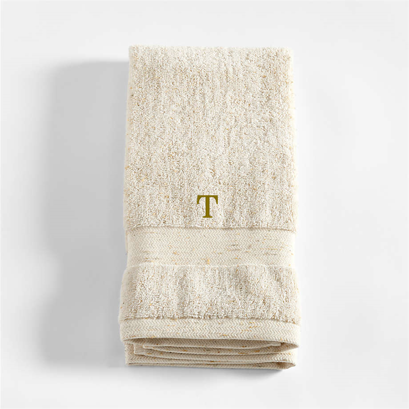 View Personalized Classic Organic Turkish Cotton Natural Beige Fleck Hand Towel details