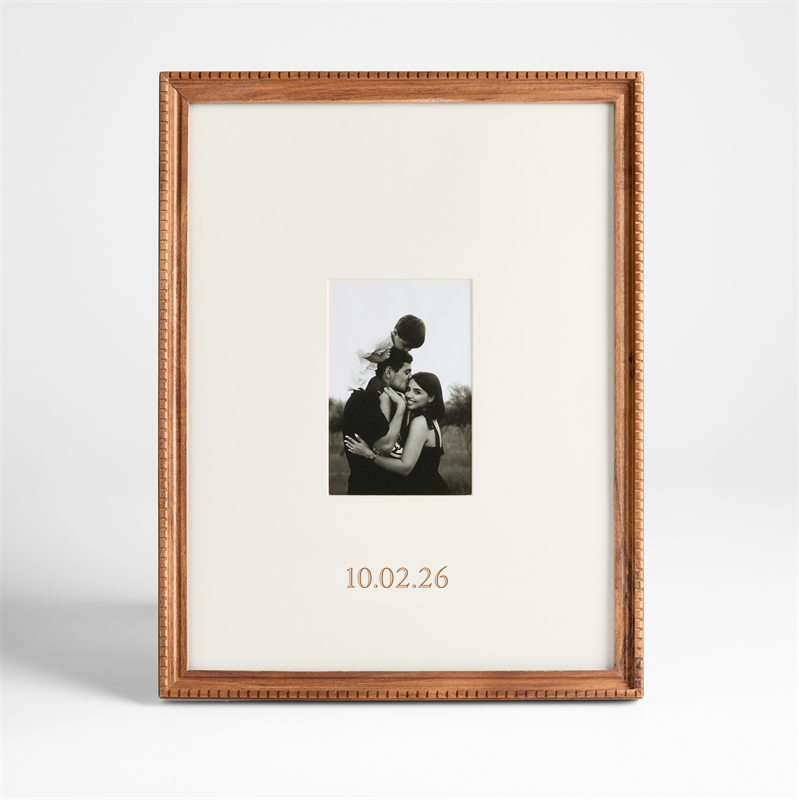 View Personalized Halifax Acacia Wood 4x6 Picture Frame with Interchangeable Mats details