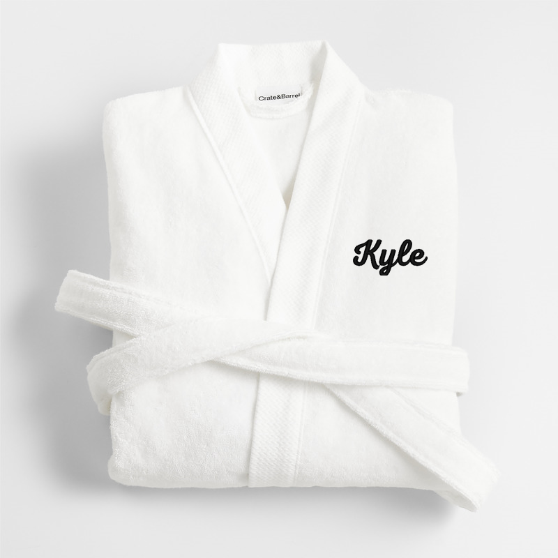 View Personalized Organic Turkish Cotton Crisp White Bath Robe L/XL details