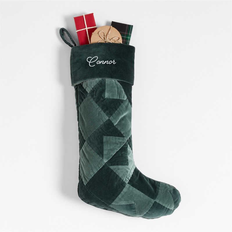 View Personalized Velvet Heritage Green Christmas Stocking details