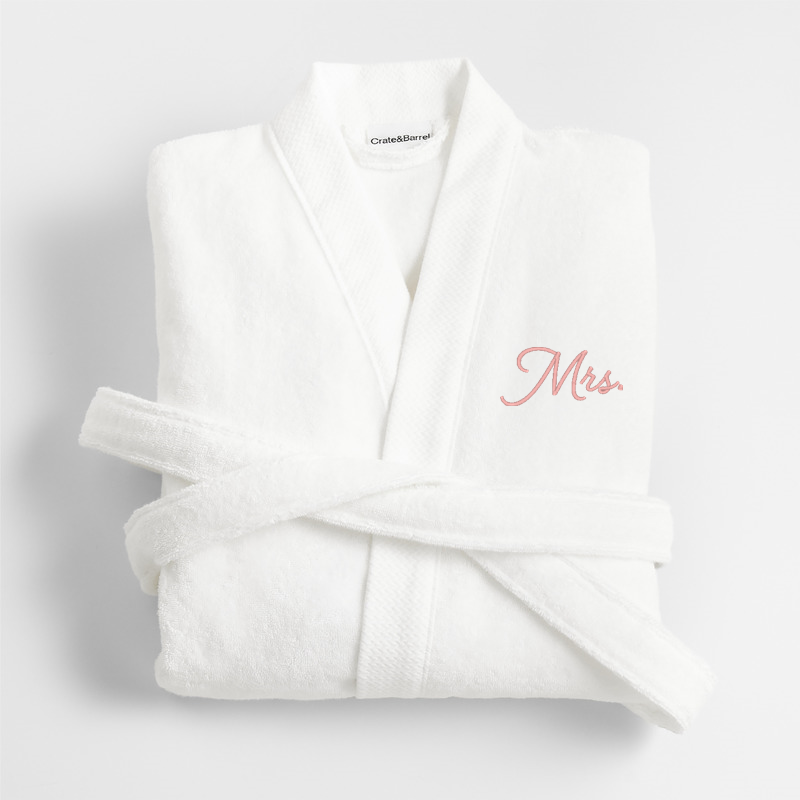 View Personalized Organic Turkish Cotton Crisp White Bath Robe S/M details