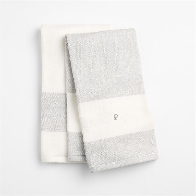 View Personalized Cucina Grey Organic Cotton Dish Towel, Set of 2 details