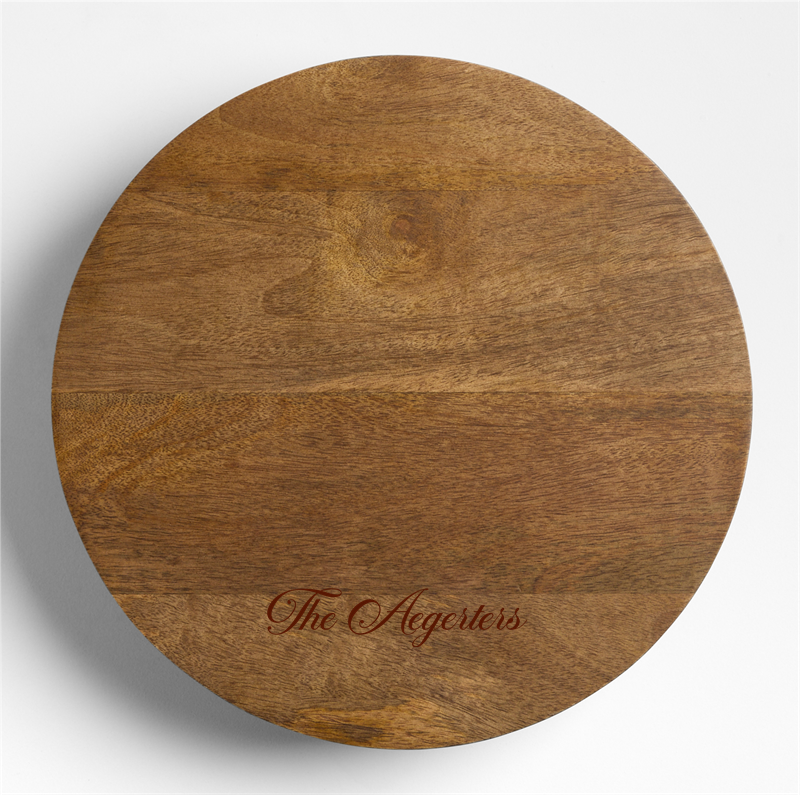 View Personalized Orchard Wooden 14" Round Footed Serve Board details