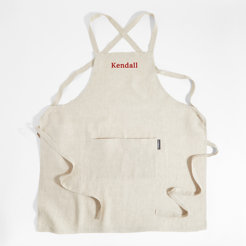 View Personalized Marin Natural Tan European Flax ®-Certified Cotton Apron details