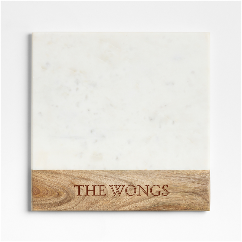 View Personalized Wood Marble Square Platter details