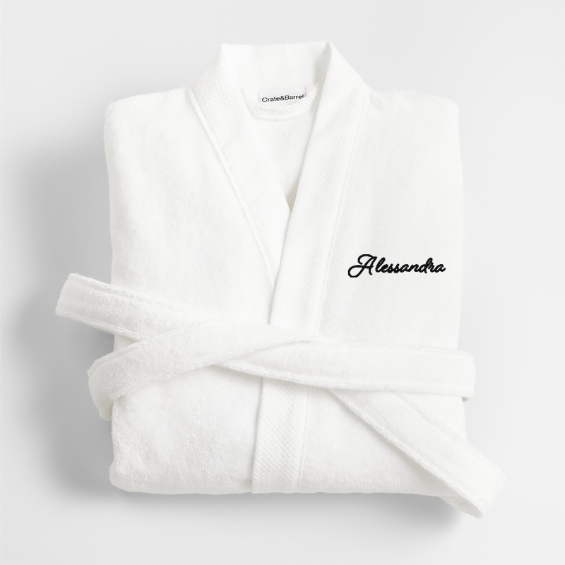 View Personalized Organic Turkish Cotton Crisp White Bath Robe S/M details