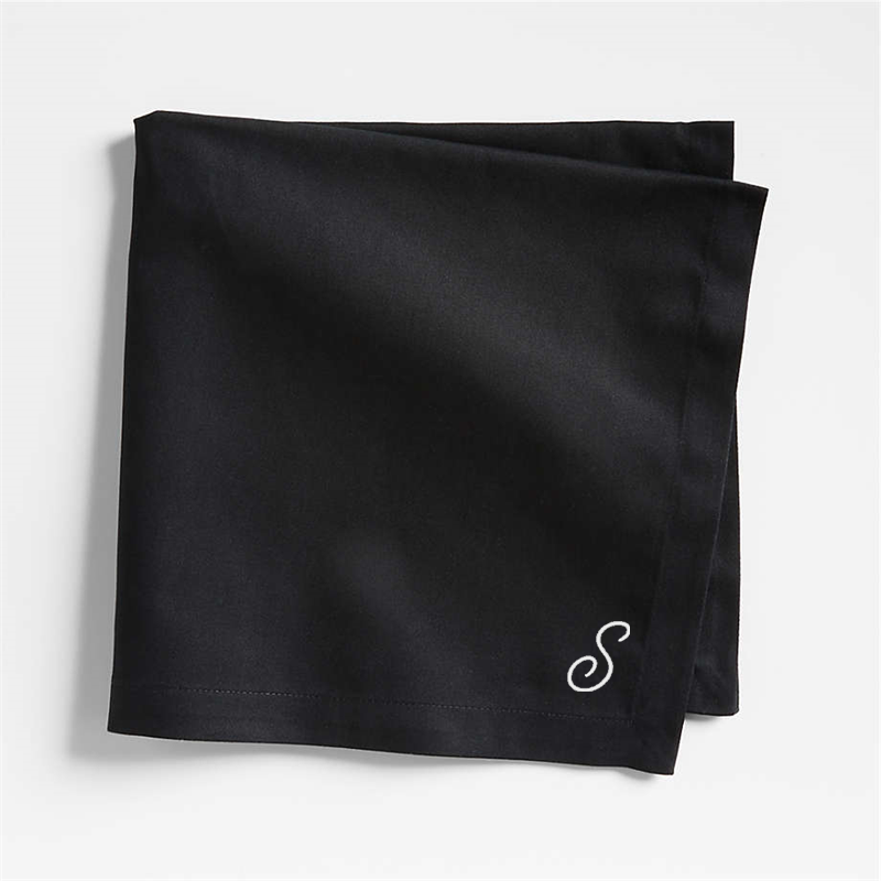 View Personalized Aspen Ink Black Organic Cotton Napkins, Set of 8 details
