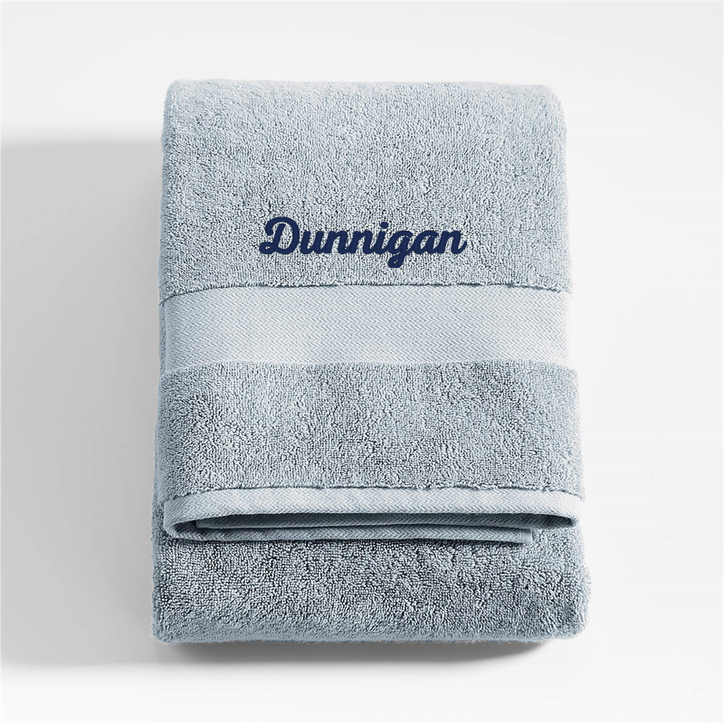 View Personalized Classic Organic Turkish Cotton Mist Blue Bath Towel details