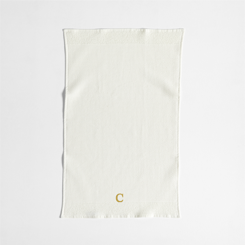 View Personalized Ivory Organic Waffle Hand Towel details