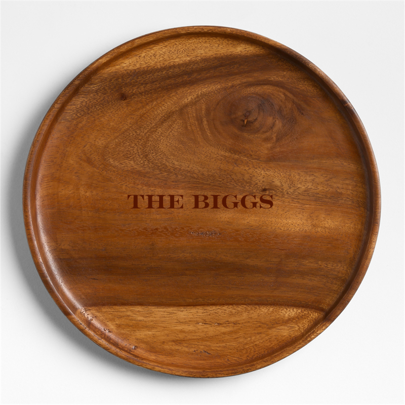 View Personalized Tondo Acacia 12" Round Platter details